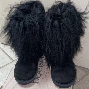 BearPaw Kid's Suede/Wool/Lamb Black Winter Boots - Size 3